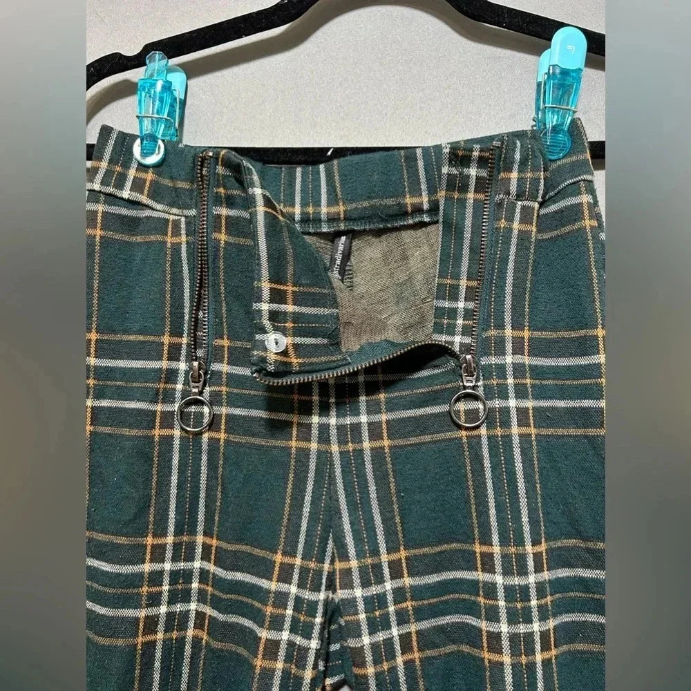 Stradivarius Green Plaid Skinny Trouser Pants Size 4 - Picture 3 of 9